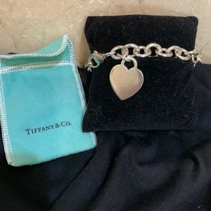 Authentic Tiffany link toggle bracelet with heart